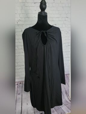 LOFT Black Women's Dress with Tie Neck Detail